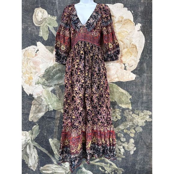 New Free People Golden Hour Border Maxi Dress Size XS - Picture 3 of 4